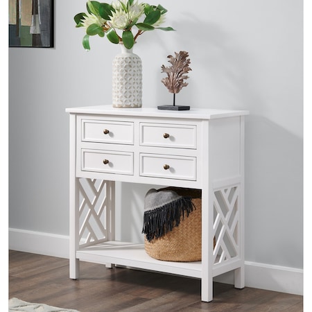Alaterre Furniture Coventry 32"W Wood Entryway/Console/Sofa Table with 4-Drawers ANCT10WH